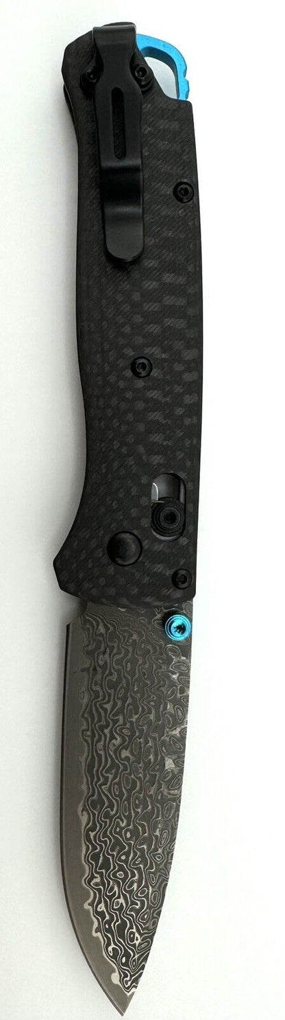 Damascus Folding Knife Carbon Fiber Handle with Pocket Clip - EDC Tactical Blade