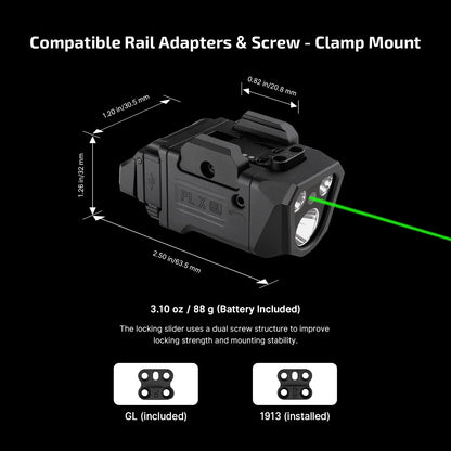 Olight PL X GL 1200 Lumen Dual Beam Tactical Light with Green Laser | USB-C Rechargeable
