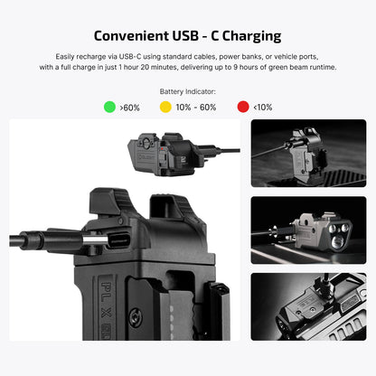 Olight PL X GL 1200 Lumen Dual Beam Tactical Light with Green Laser | USB-C Rechargeable