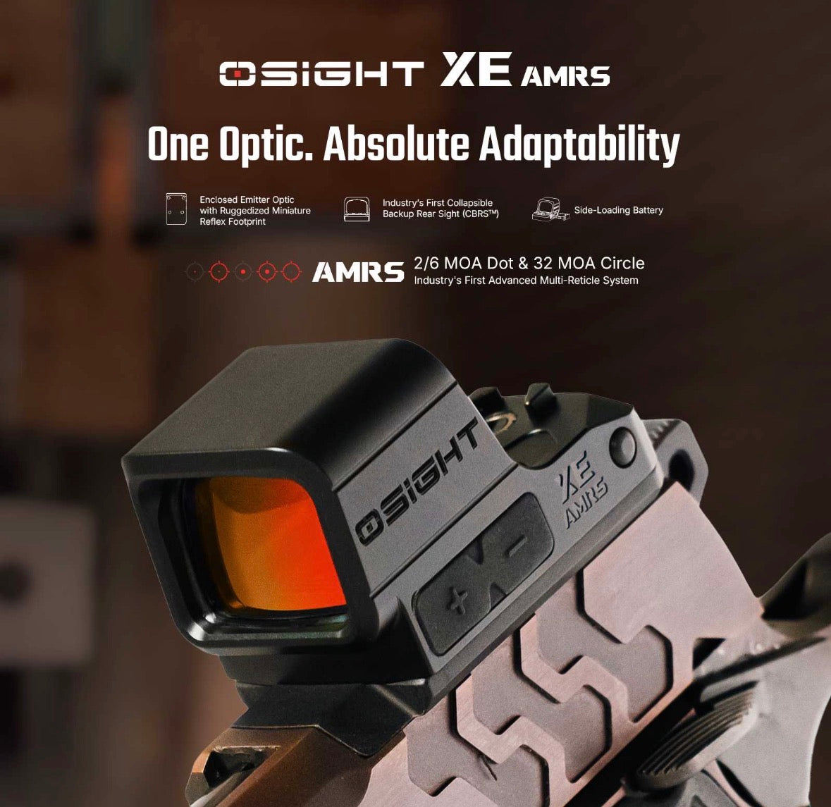 Osight XE AMRS Enclosed Red Dot Sight RMR Footprint 2/6 MOA 32 MOA Circle