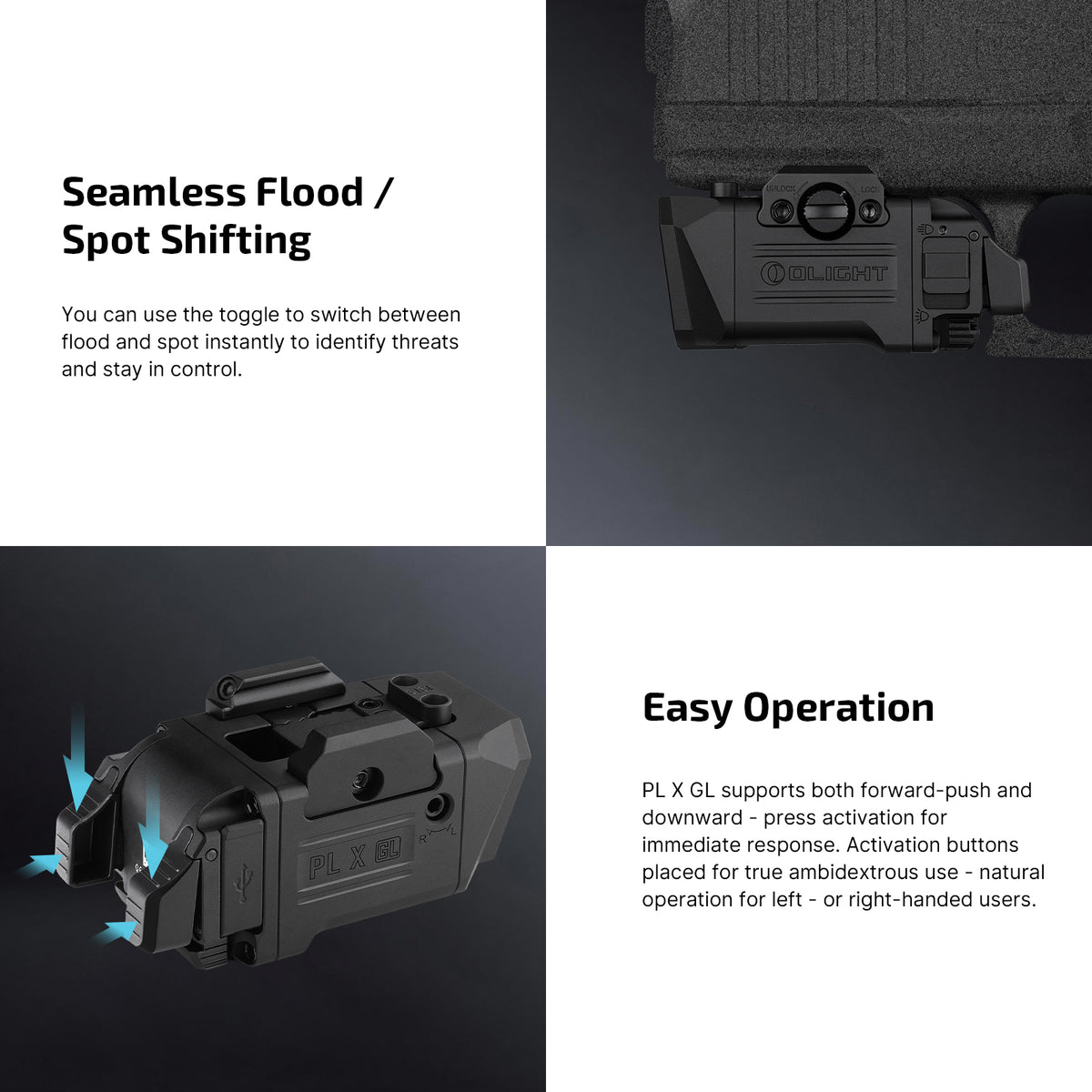 Olight PL X GL 1200 Lumen Dual Beam Tactical Light with Green Laser | USB-C Rechargeable