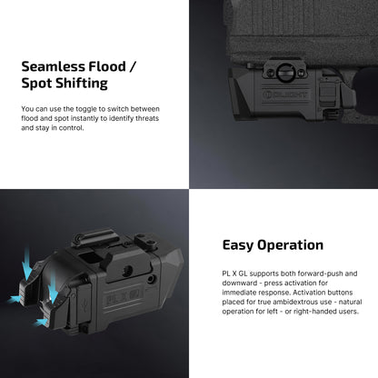 Olight PL X GL 1200 Lumen Dual Beam Tactical Light with Green Laser | USB-C Rechargeable
