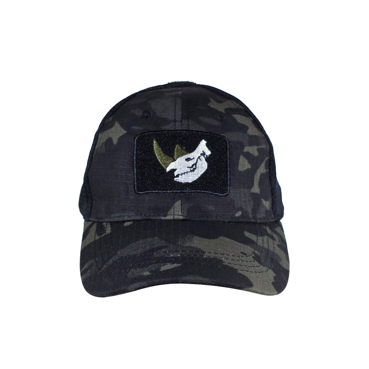 MUCTAC Tactical Mesh Cap Rhino Skull Patch Velcro Adjustable Training Hat