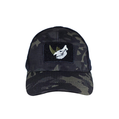 MUCTAC Tactical Mesh Cap Rhino Skull Patch Velcro Adjustable Training Hat