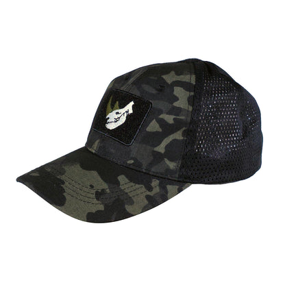 MUCTAC Tactical Mesh Cap Rhino Skull Patch Velcro Adjustable Training Hat
