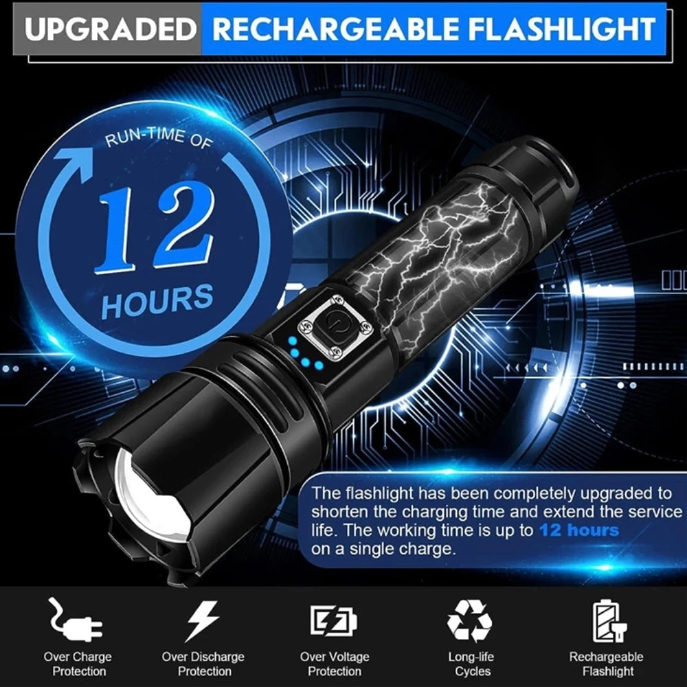 BlazeMaster 5000 Tactical Flashlight & 30W Powerbank, Military-Grade, 950,000 lm - MUCITUP