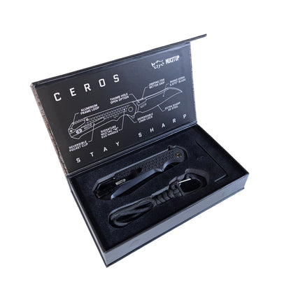 MUCITUP Ceros Blackout Edition – D2 DLC Rhino-Horn Blade | G10 Handle | Liner Lock EDC