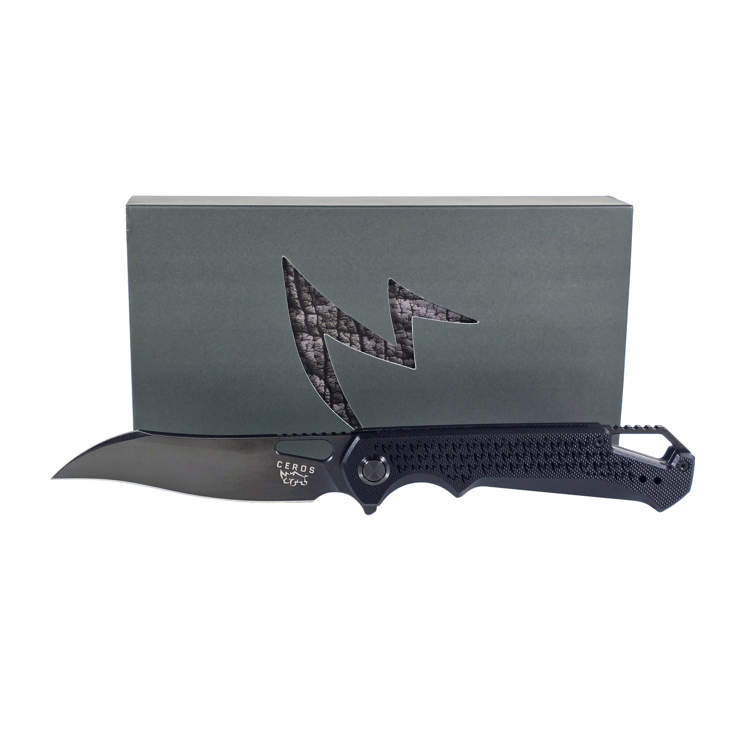 MUCITUP Ceros Blackout Edition – D2 DLC Rhino-Horn Blade | G10 Handle | Liner Lock EDC