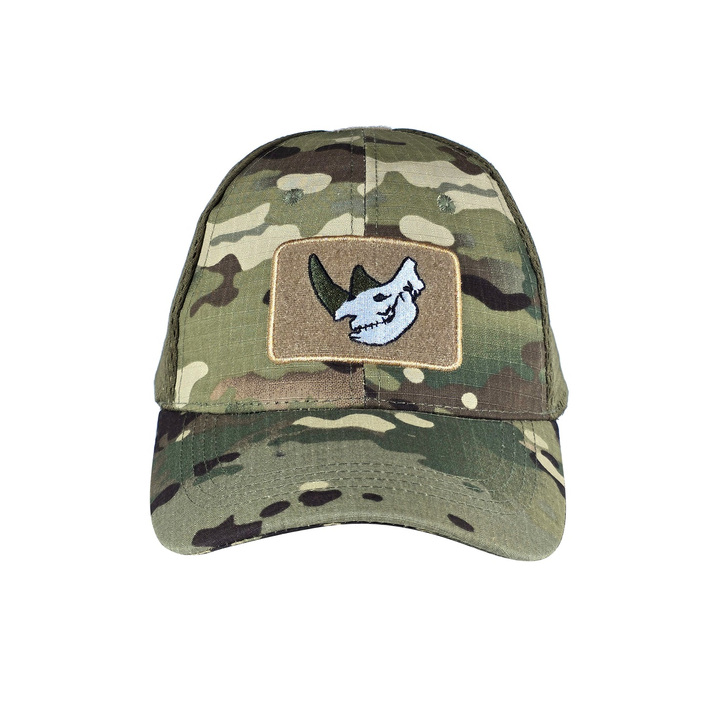 MUCTAC Tactical Mesh Cap Rhino Skull Patch Velcro Adjustable Training Hat