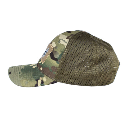 MUCTAC Tactical Mesh Cap Rhino Skull Patch Velcro Adjustable Training Hat