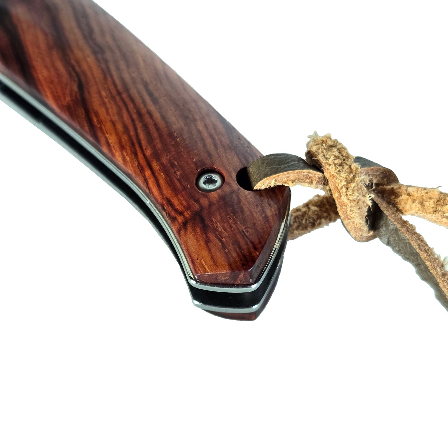 Damascus Steel EDC Folder Wood Handle Smooth Action 3.875" Blade