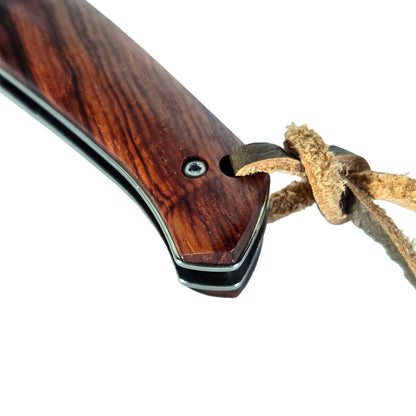 Damascus Steel EDC Folder Wood Handle Smooth Action 3.875" Blade