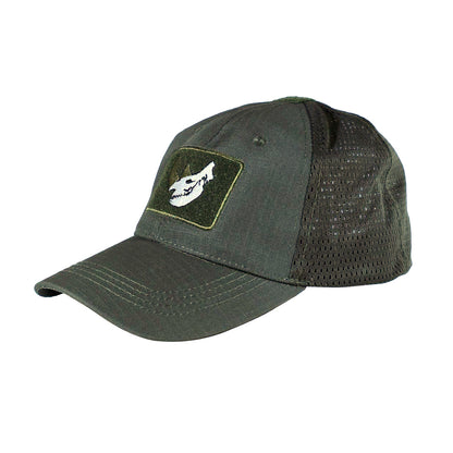 MUCTAC Tactical Mesh Cap Rhino Skull Patch Velcro Adjustable Training Hat