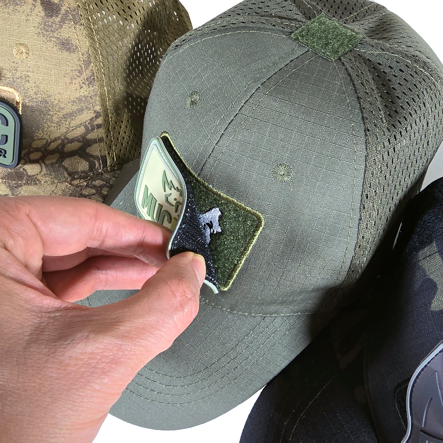 MUCTAC Tactical Mesh Cap Rhino Skull Patch Velcro Adjustable Training Hat