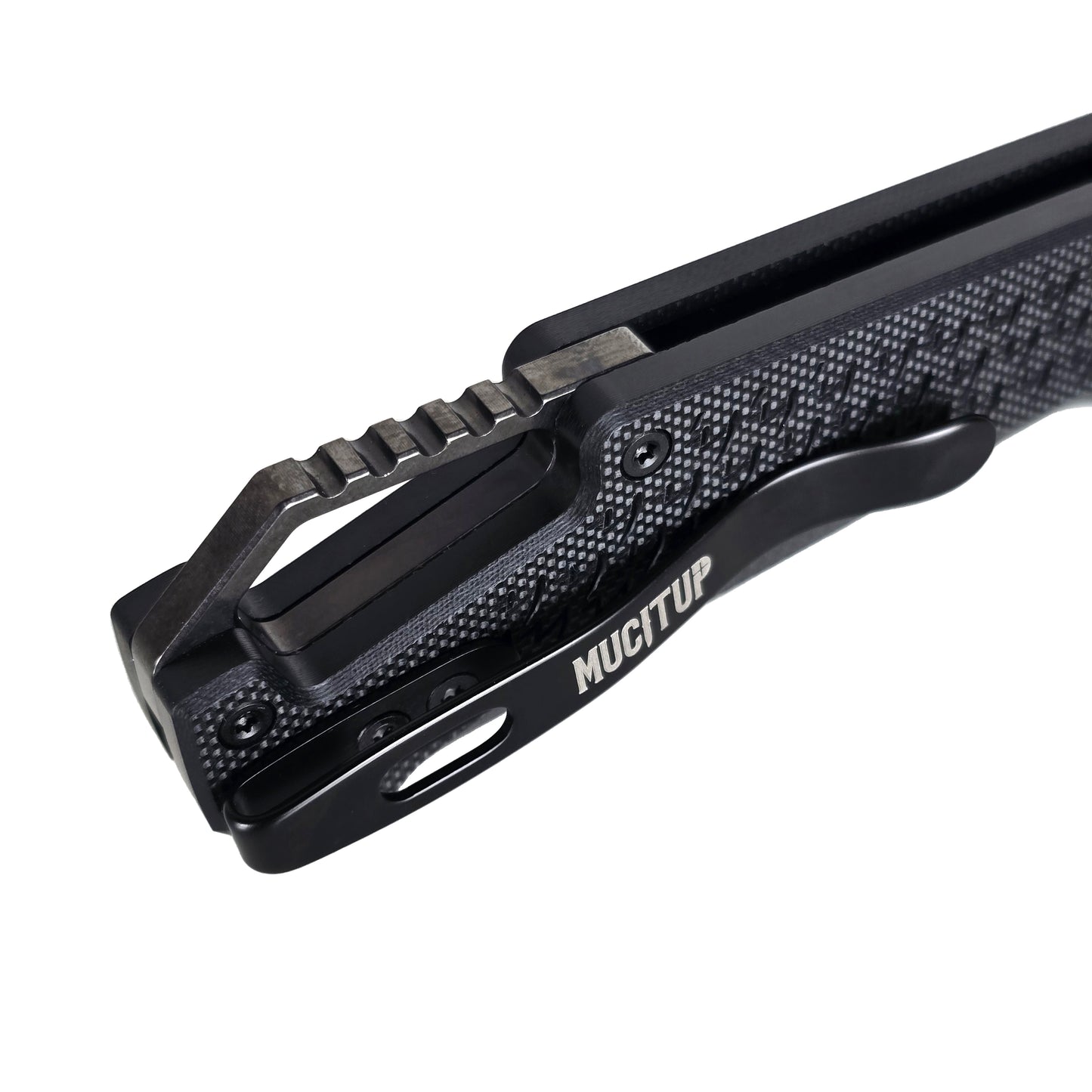 MUCITUP MUCTAC Hornback 3.7" DLC Blade Black G10 Folding Knife