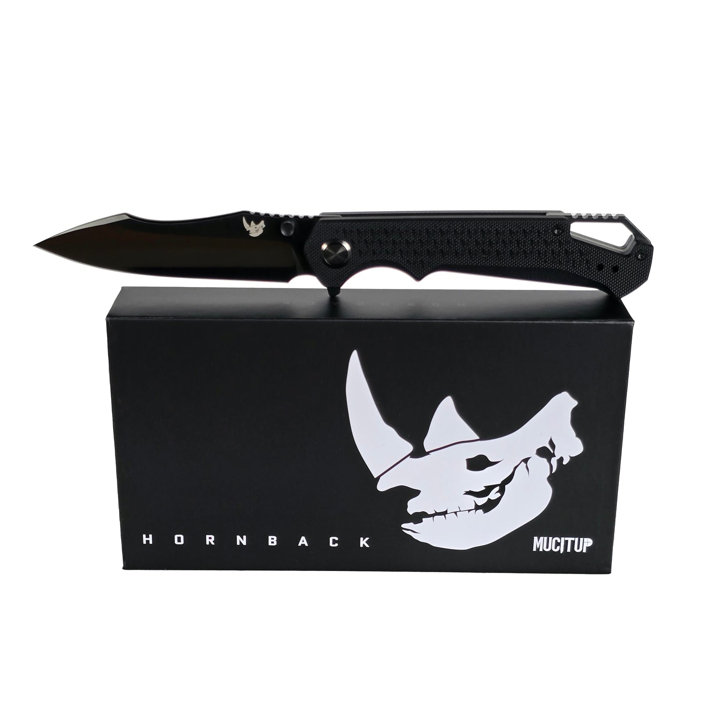 MUCITUP MUCTAC Hornback 3.7" DLC Blade Black G10 Folding Knife