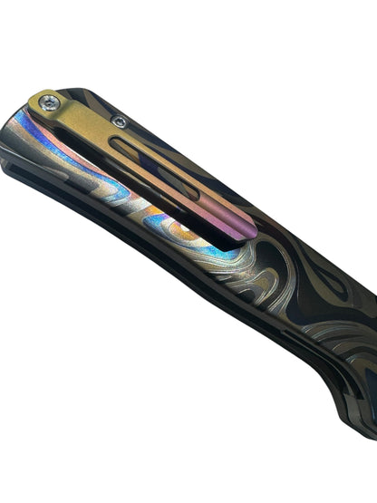 MUCITUP Rift Ti Titanium Folding Knife 14C28N Front Flipper EDC 7.25"