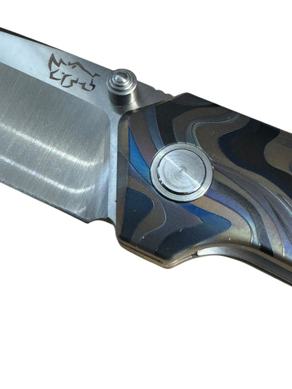 MUCITUP Rift Ti Titanium Folding Knife 14C28N Front Flipper EDC 7.25"