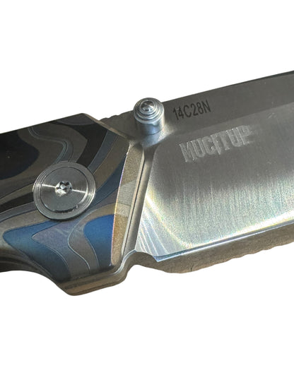 MUCITUP Rift Ti Titanium Folding Knife 14C28N Front Flipper EDC 7.25"
