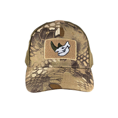 MUCTAC Tactical Mesh Cap Rhino Skull Patch Velcro Adjustable Training Hat