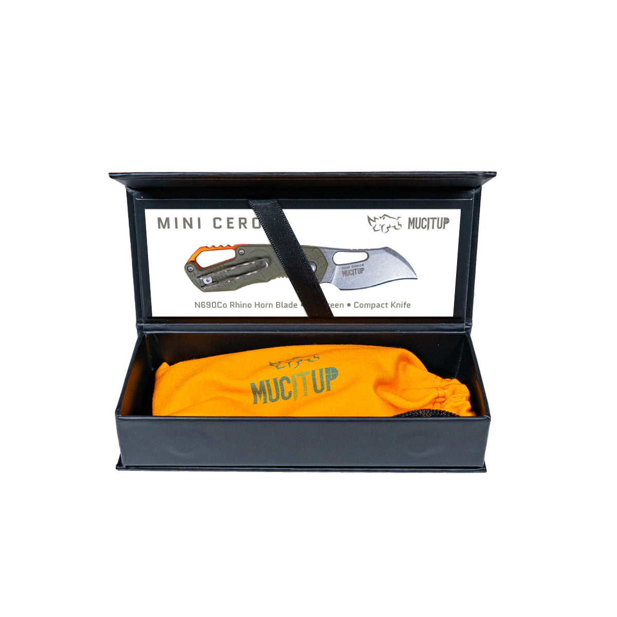 MUCITUP Mini Ceros Gen 2 – Rhino Horn Blade w/Anodized Orange Aluminum Accents - Only $19.99 | Rugged. Ready. MucItUp. - ONLY $19.99
