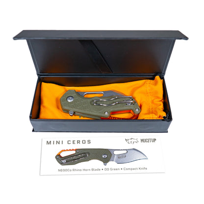 MUCITUP Mini Ceros Gen 2 – Rhino Horn Blade w/Anodized Orange Aluminum Accents - Only $19.99 | Rugged. Ready. MucItUp. - ONLY $19.99