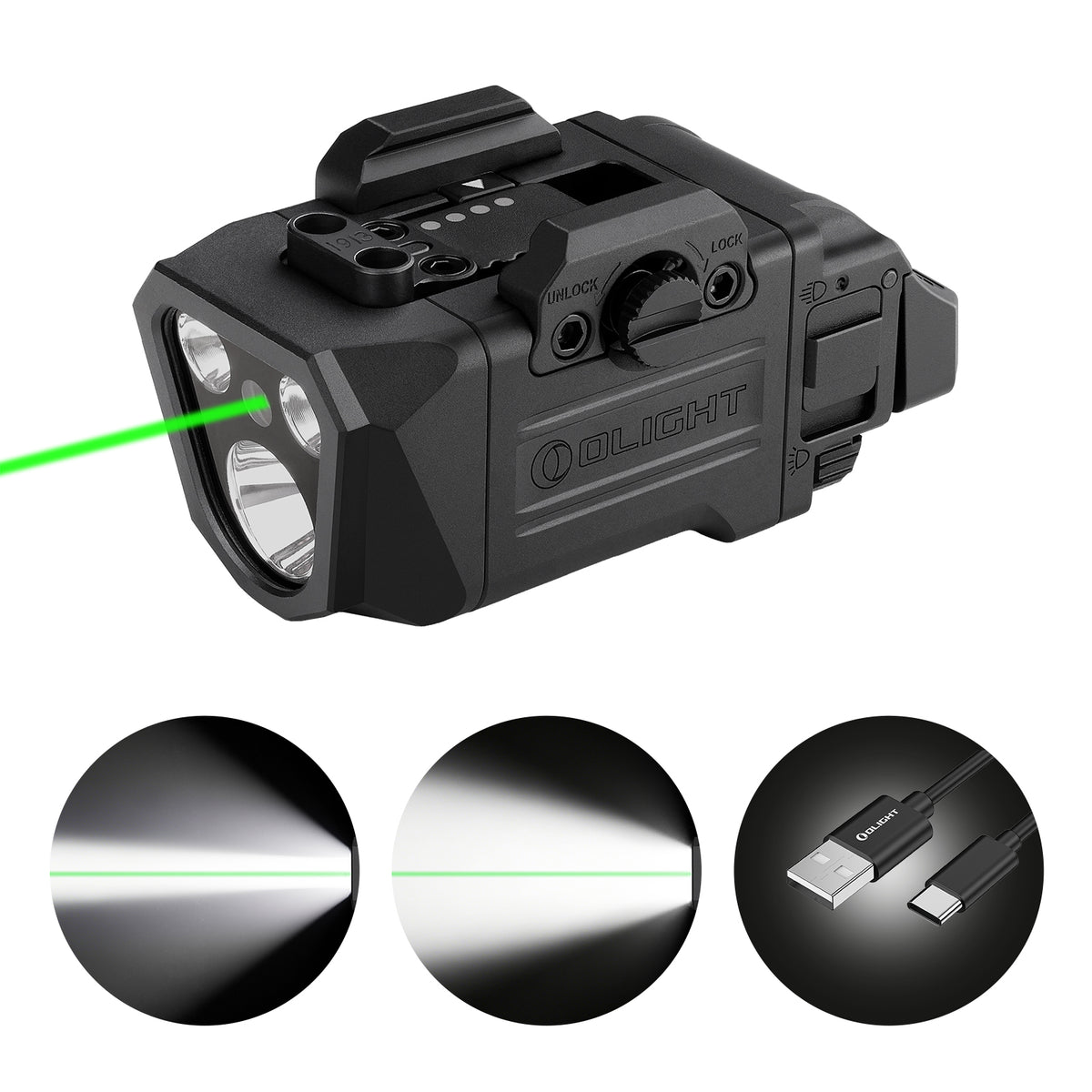 Olight PL X GL 1200 Lumen Dual Beam Tactical Light with Green Laser | USB-C Rechargeable