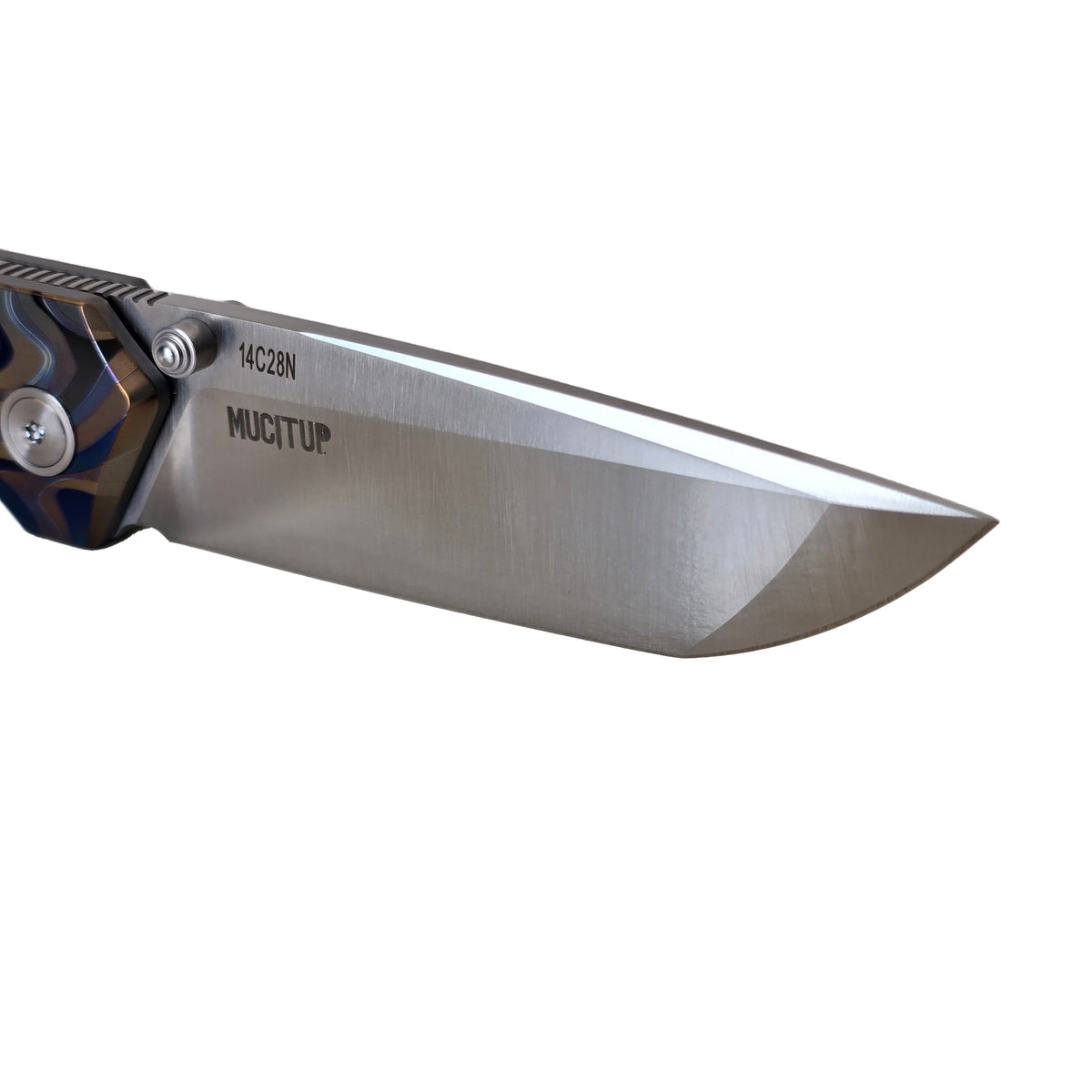 MUCITUP Rift Ti Titanium Folding Knife 14C28N Front Flipper EDC 7.25"
