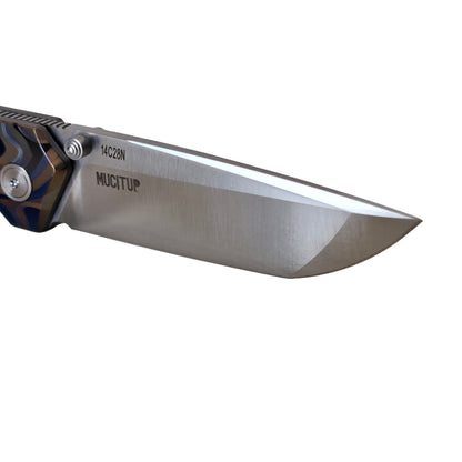 MUCITUP Rift Ti Titanium Folding Knife 14C28N Front Flipper EDC 7.25"