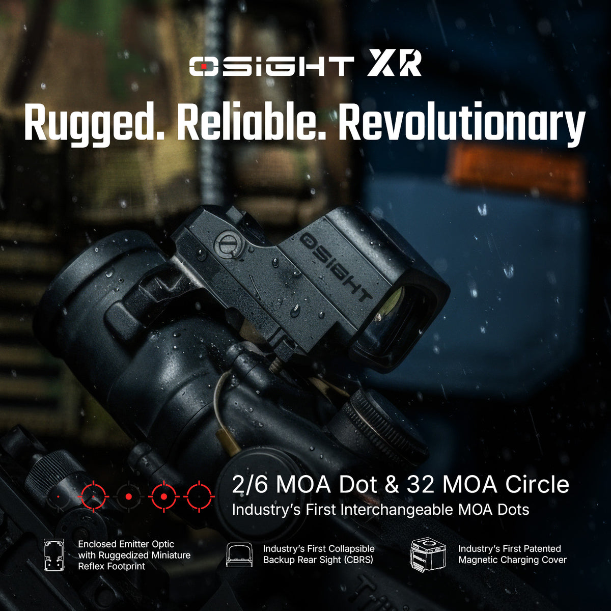 Osight XR Enclosed Red Dot Sight | RMR Footprint | Multi-Reticle Optic