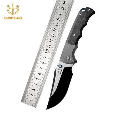 Sharp Blade - M390 Folding Knife Titanium Carbon Fiber Handle Premium Pocket Knife